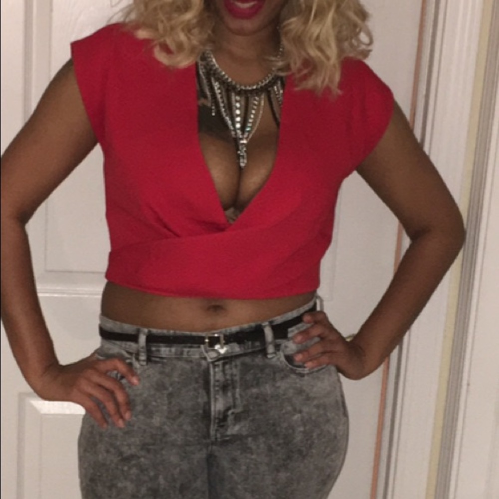 Red wrap top